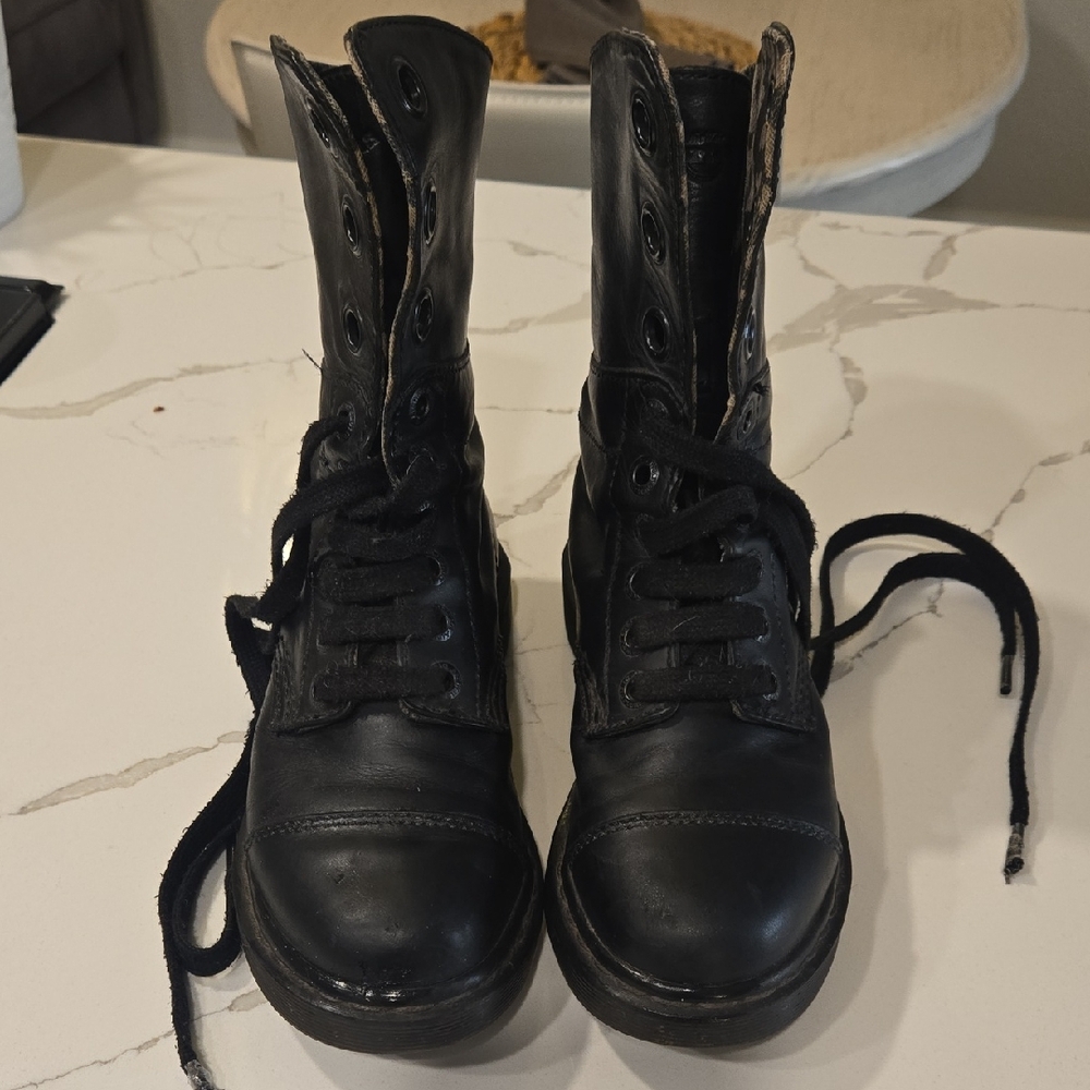 Dr. Martens Black and Gray Patterned Boots